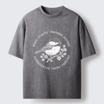 Tokyo-Tiger Anti Cruelty Bird Washed T-Shirt