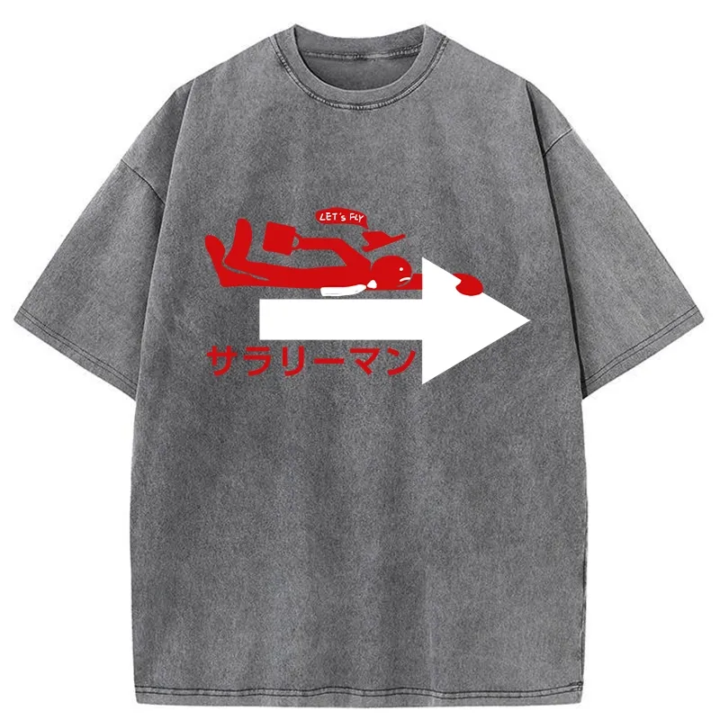 Tokyo-Tiger Let's Fly Salaryman Washed T-Shirt