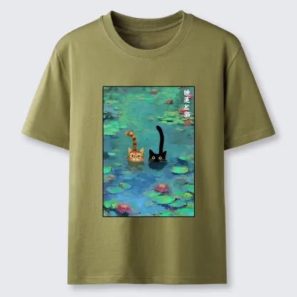 Tokyo-Tiger Funny Cats Swimming In Lilies Classic T-Shirt