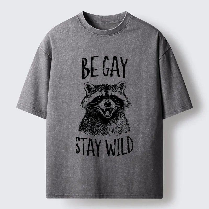 Tokyo-Tiger Pride Raccoon Art Washed T-Shirt