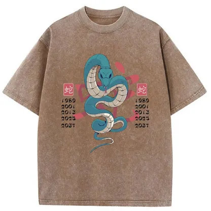 Tokyo-Tiger Celebrate The Years Of The Snake Washed T-Shirt