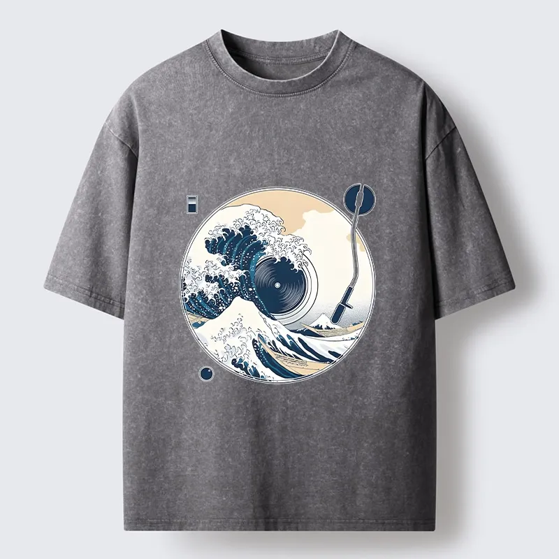 Tokyo-Tiger When Waves Drop The Beat Washed T-Shirt
