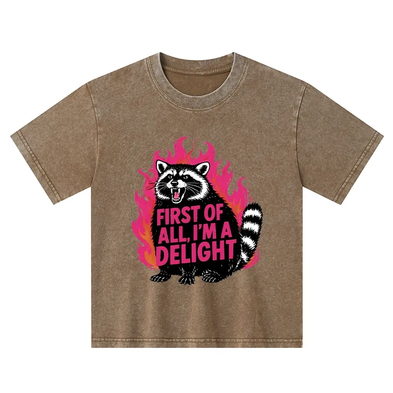Tokyo-Tiger Angry Raccoon Funny Kids Washed T-Shirt