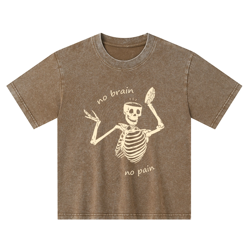 Tokyo-Tiger Skeletons Feel No Pain Kids Washed T-Shirt