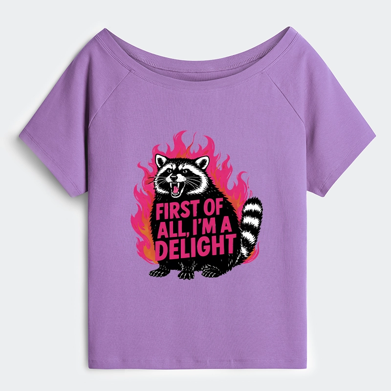 Tokyo-Tiger Angry Raccoon Funny Off Shoulder T-Shirt