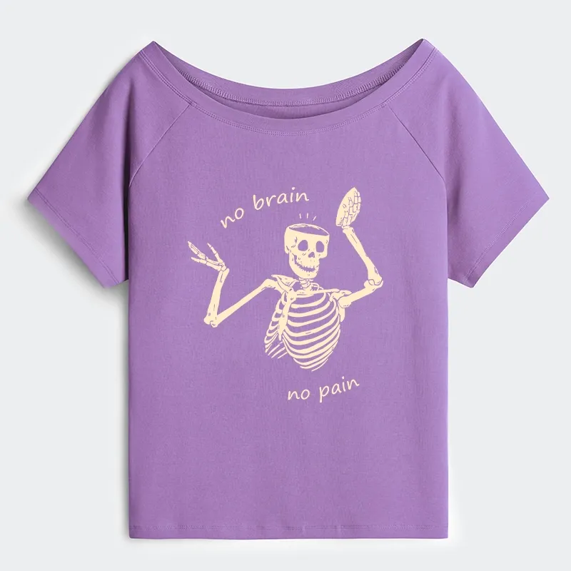 Tokyo-Tiger Skeletons Feel No Pain Off Shoulder T-Shirt