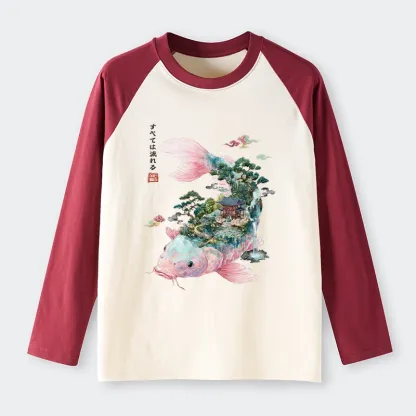 Tokyo-Tiger Journey Of The Flowing Koi Raglan Long Sleeve T-shirt
