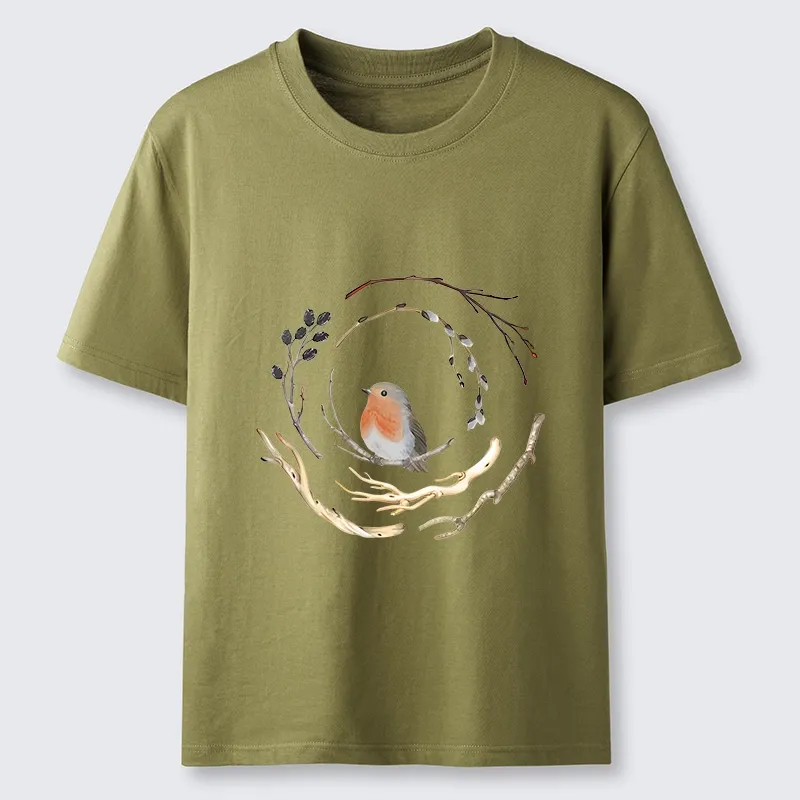 Tokyo-Tiger Cute Robin On Branch Classic T-Shirt
