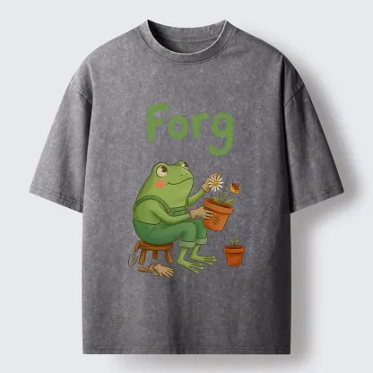 Tokyo-Tiger Cute Frog Gardening Meme Washed T-Shirt