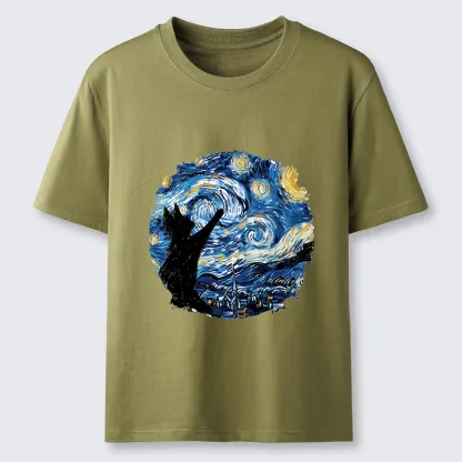 Tokyo-Tiger Starry Night Black Cat Classic T-Shirt