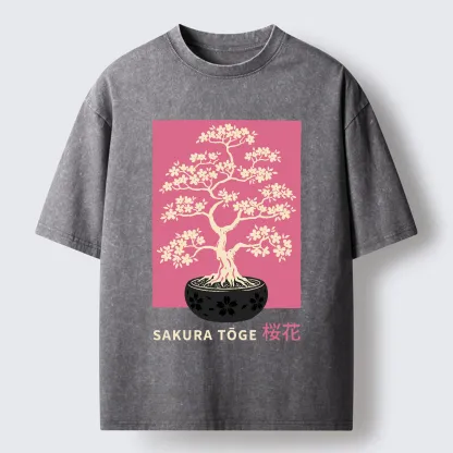 Tokyo-Tiger Sakura Bonsai Washed T-Shirt