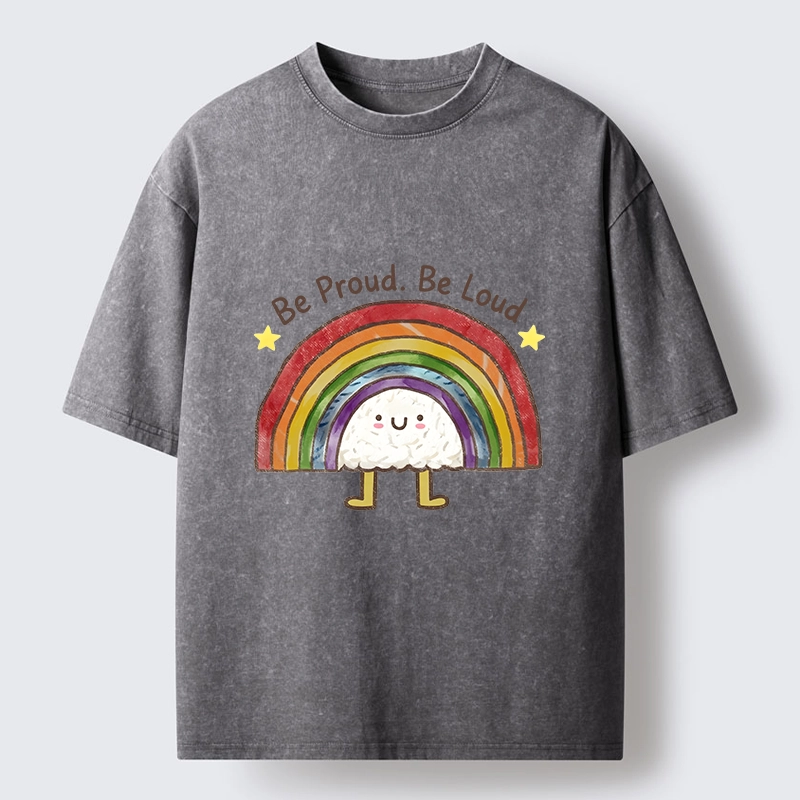 Tokyo-Tiger Rainbow Rice Ball Pride Art Washed T-Shirt