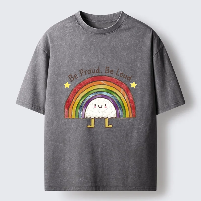 Tokyo-Tiger Rainbow Rice Ball Pride Art Washed T-Shirt