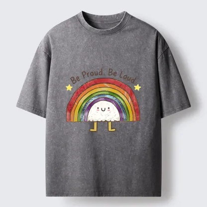 Tokyo-Tiger Rainbow Rice Ball Pride Art Washed T-Shirt