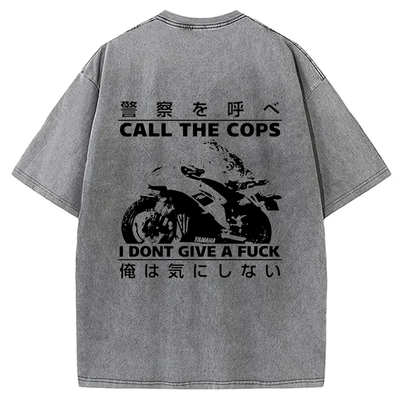 Tokyo-Tiger Funny Frog Riding A Motorcycle Back Washed T-Shirt