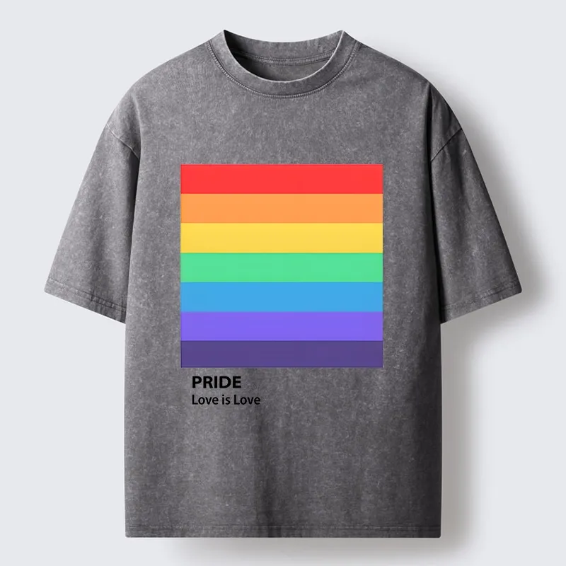 Tokyo-Tiger Pride Month Rainbow Flag Art Washed T-Shirt