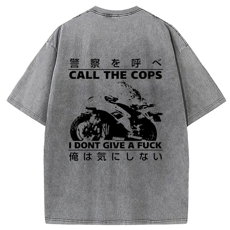 Tokyo-Tiger Funny Frog Riding A Motorcycle Back Washed T-Shirt