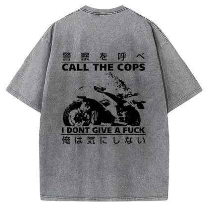 Tokyo-Tiger Funny Frog Riding A Motorcycle Back Washed T-Shirt