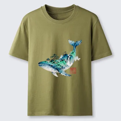 Tokyo-Tiger Whale Ink Painting Landscape Classic T-Shirt