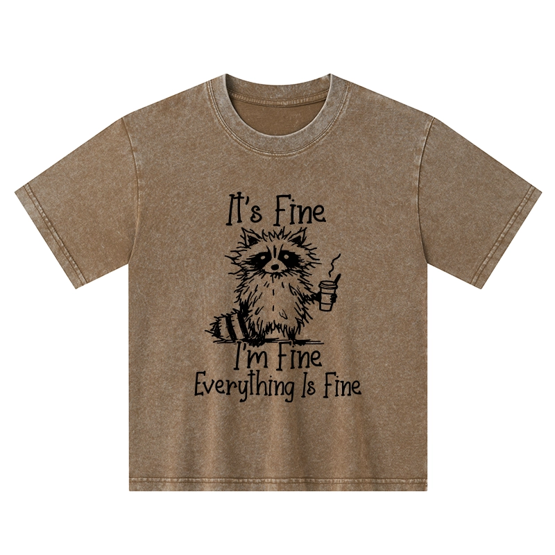 Tokyo-Tiger Raccoon Fine Meme Kids Washed T-Shirt