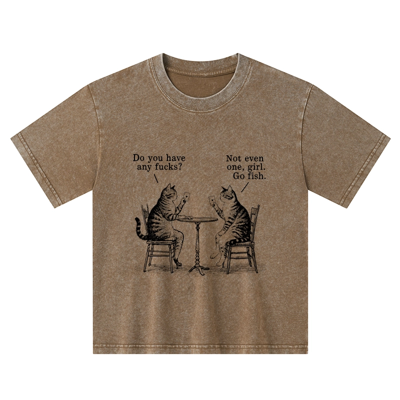 Tokyo-Tiger Cat Poker Night Kids Washed T-Shirt