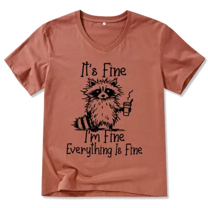 Tokyo-Tiger Raccoon Fine Meme V-Neck Classic T-Shirt