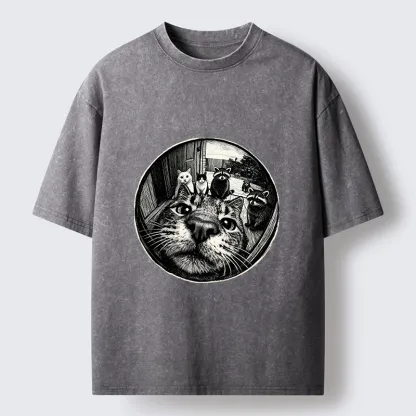 Tokyo-Tiger Cat Takes A Group Photo Washed T-Shirt