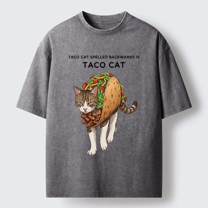 Tokyo-Tiger Cat In A Taco Shell Washed T-Shirt