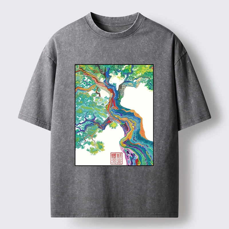 Tokyo-Tiger Colorful Magic Tree Washed T-Shirt