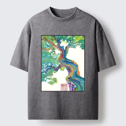 Tokyo-Tiger Colorful Magic Tree Washed T-Shirt