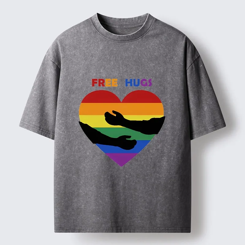 Tokyo-Tiger Spread Love With Free Hugs Washed T-Shirt