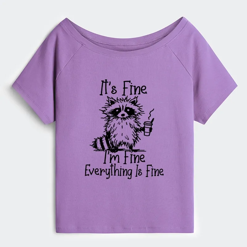 Tokyo-Tiger Raccoon Fine Meme Off Shoulder T-Shirt