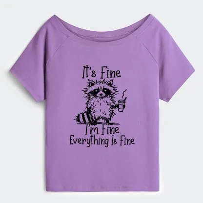 Tokyo-Tiger Raccoon Fine Meme Off Shoulder T-Shirt