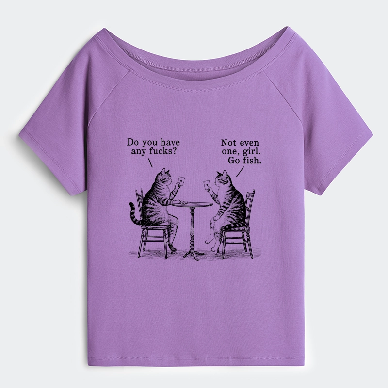 Tokyo-Tiger Cat Poker Night Off Shoulder T-Shirt