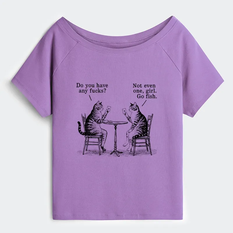 Tokyo-Tiger Cat Poker Night Off Shoulder T-Shirt