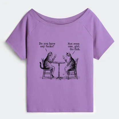 Tokyo-Tiger Cat Poker Night Off Shoulder T-Shirt