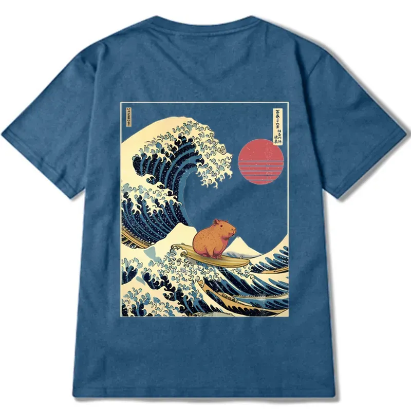 Tokyo-Tiger Capybara Surfing Back Classic T-Shirt