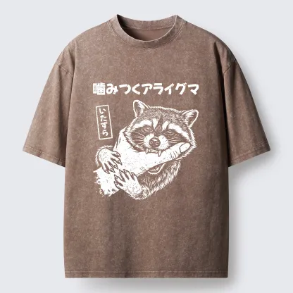 Tokyo-Tiger Naughty Raccoon Washed T-Shirt