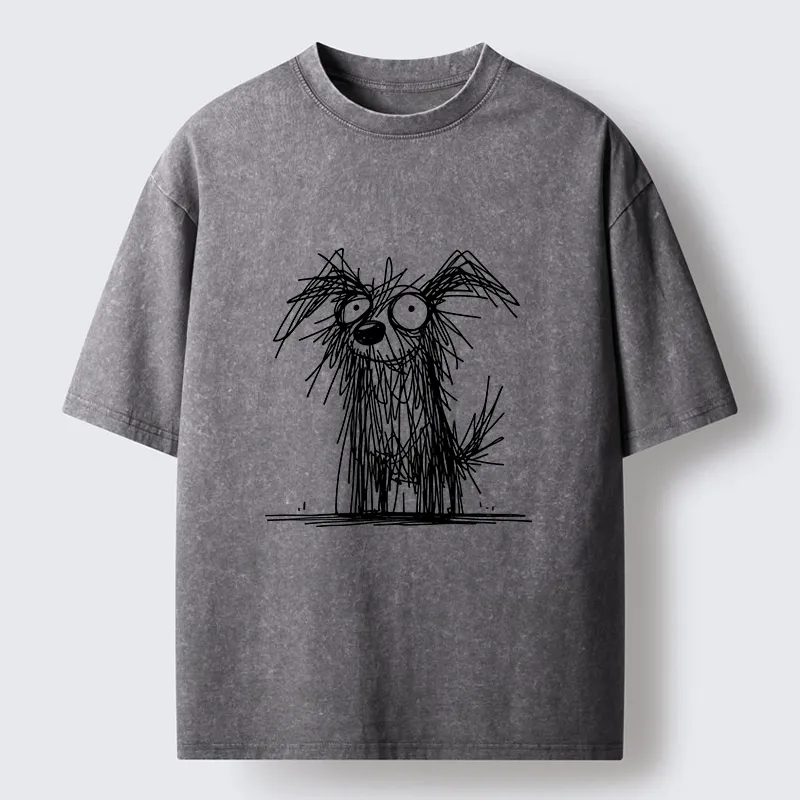 Tokyo-Tiger Scruffy Dog Chaos Funny Washed T-Shirt