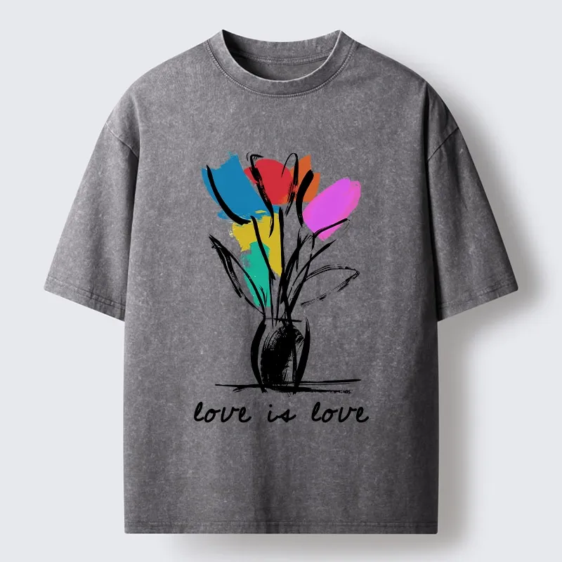 Tokyo-Tiger Pride Tulip Love Is Love Washed T-Shirt