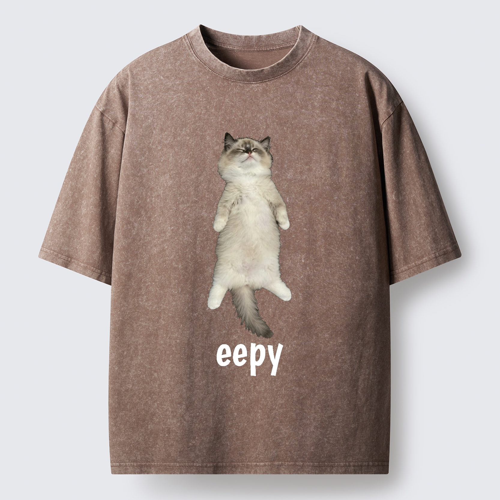 Tokyo-Tiger Cute Eepy Cat Washed T-Shirt