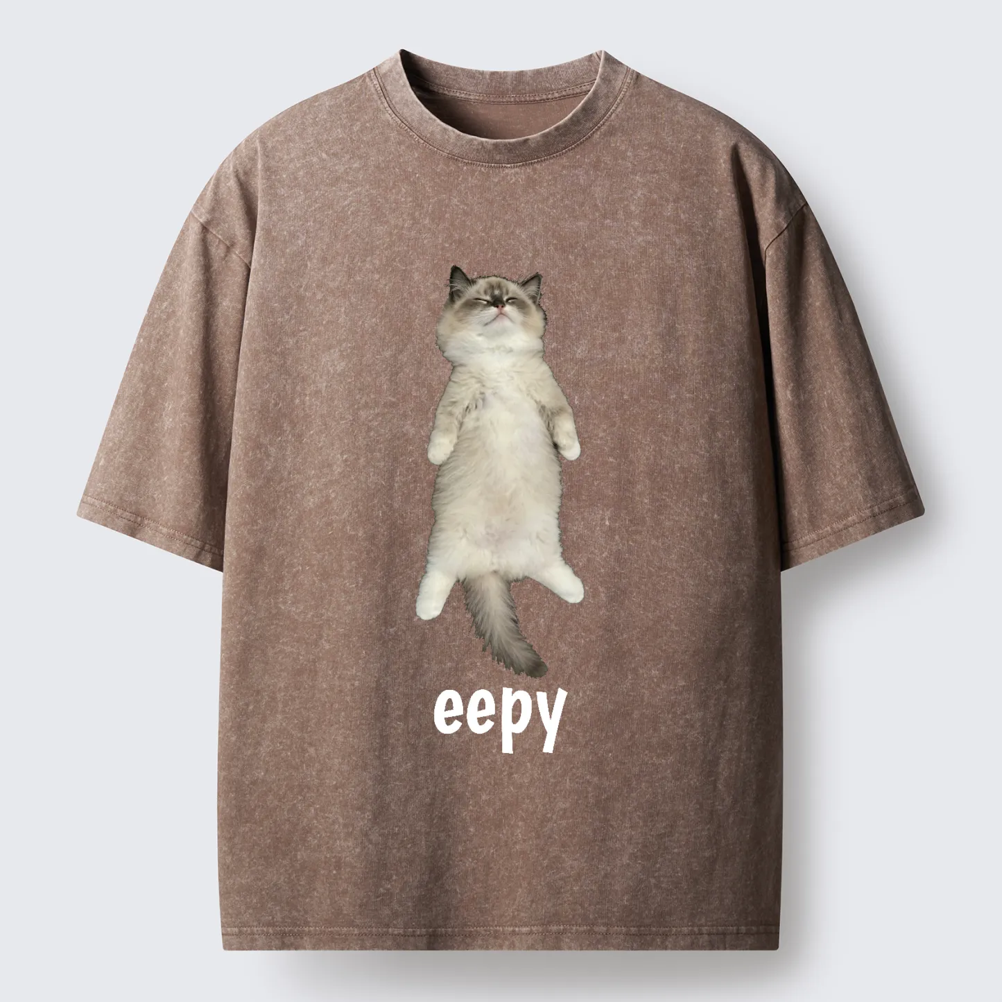 Tokyo-Tiger Cute Eepy Cat Washed T-Shirt