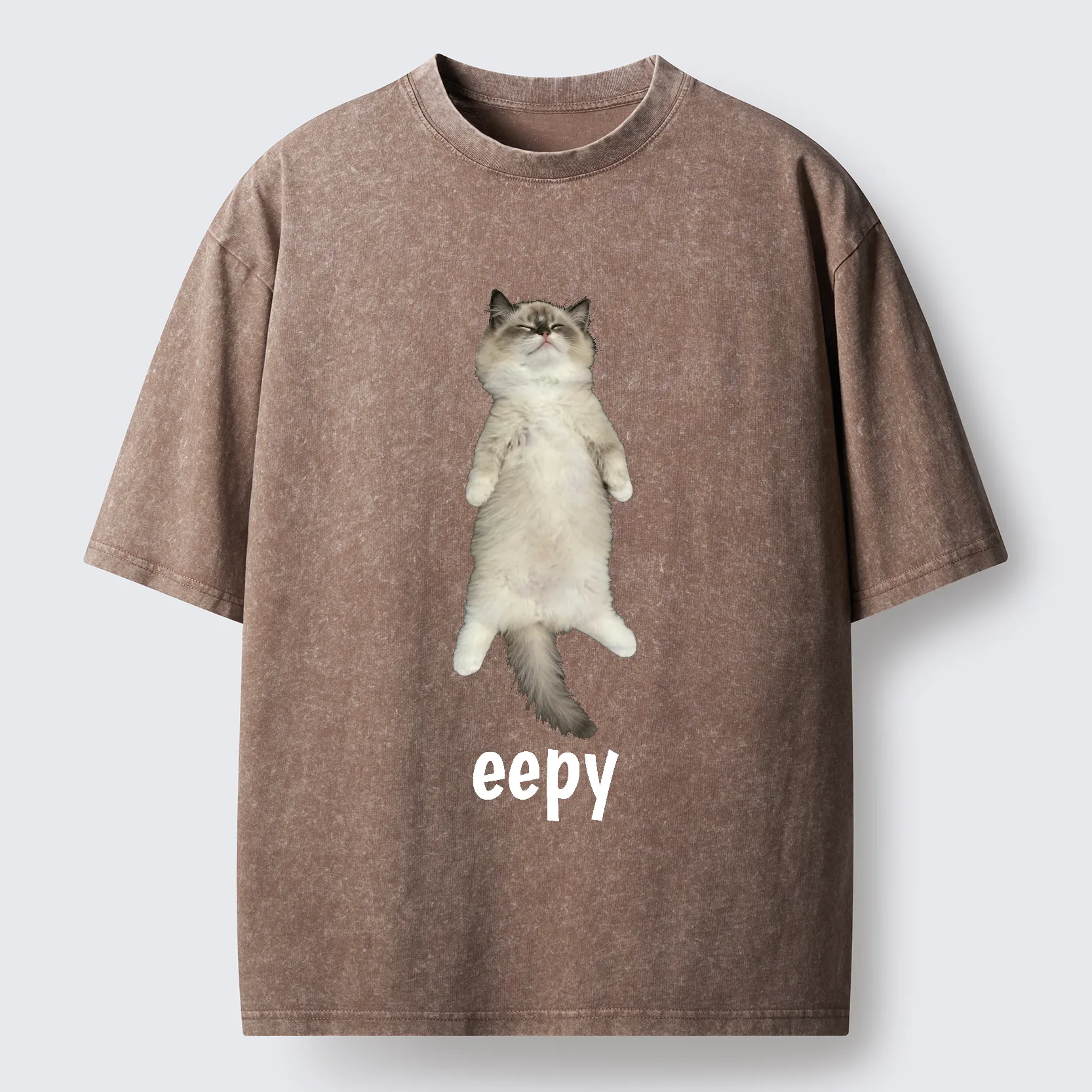 Tokyo-Tiger Cute Eepy Cat Washed T-Shirt