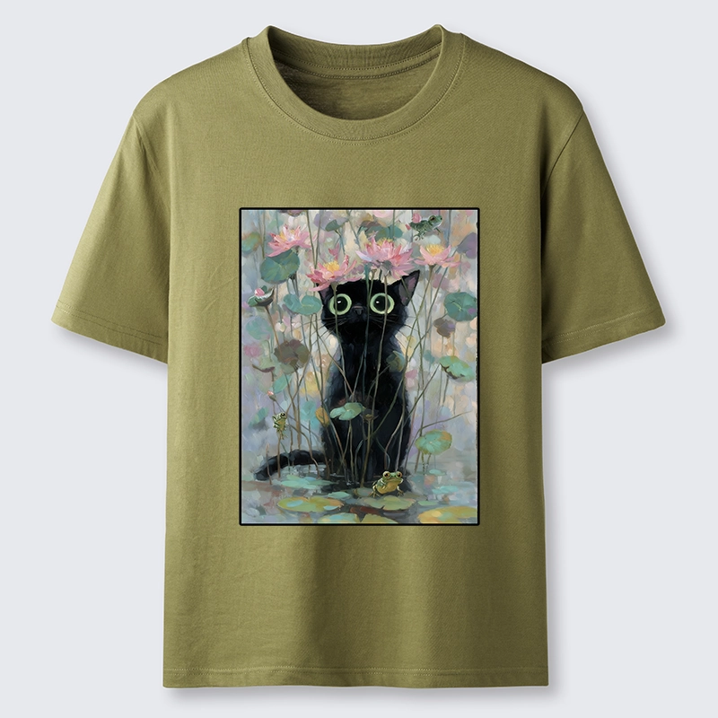 Tokyo-Tiger Black Cat In The Lotus Pond Classic T-Shirt