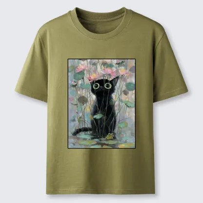 Tokyo-Tiger Black Cat In The Lotus Pond Classic T-Shirt
