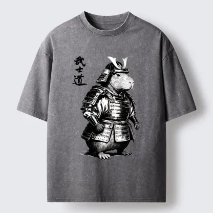 Tokyo-Tiger Capybara Samurai No Fear Washed T-Shirt