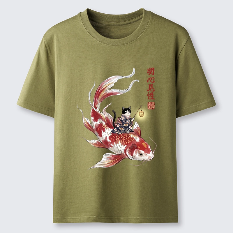 Tokyo-Tiger Cute Kimono Cat On Koi Fish Classic T-Shirt