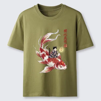 Tokyo-Tiger Cute Kimono Cat On Koi Fish Classic T-Shirt