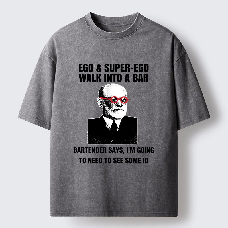 Tokyo-Tiger Funny Psychology Bar Joke Washed T-Shirt