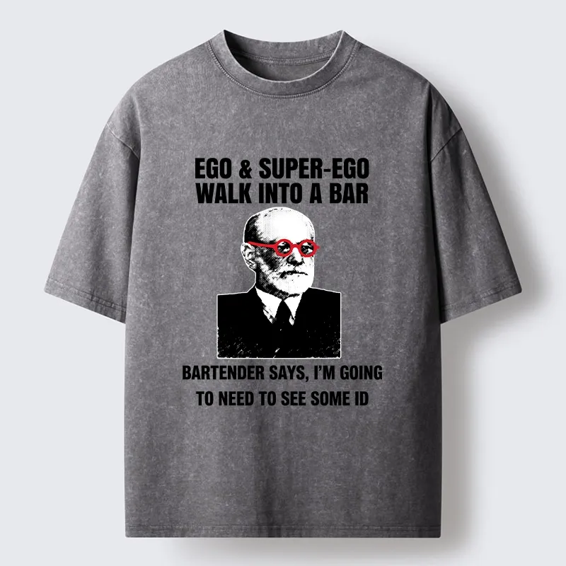 Tokyo-Tiger Funny Psychology Bar Joke Washed T-Shirt